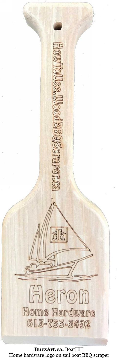 Home hardware logo on sail boat BBQ scraper